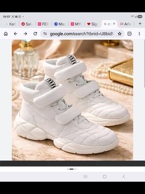 MIU MIU High-Top Sneaker Quilted White Lambskin Sizes 36 and 38 NWB